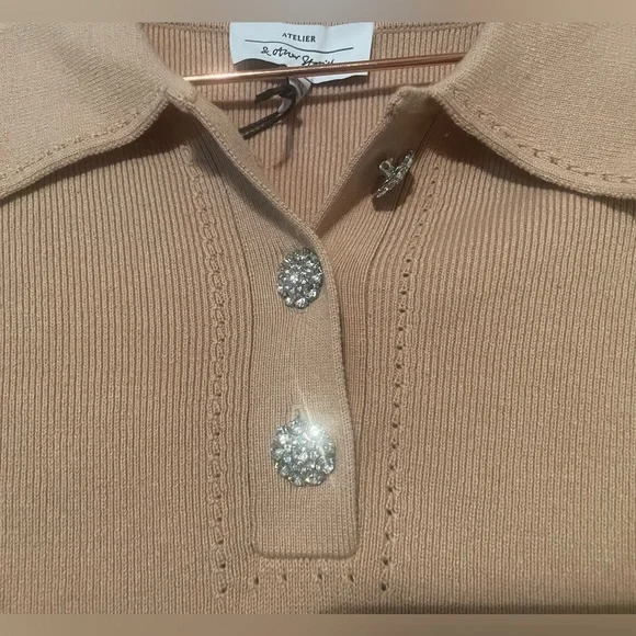 & Other Stories dress-ribbed sweater with rhinestone buttons, fits a S or XS NWT - Picture 2 of 12
